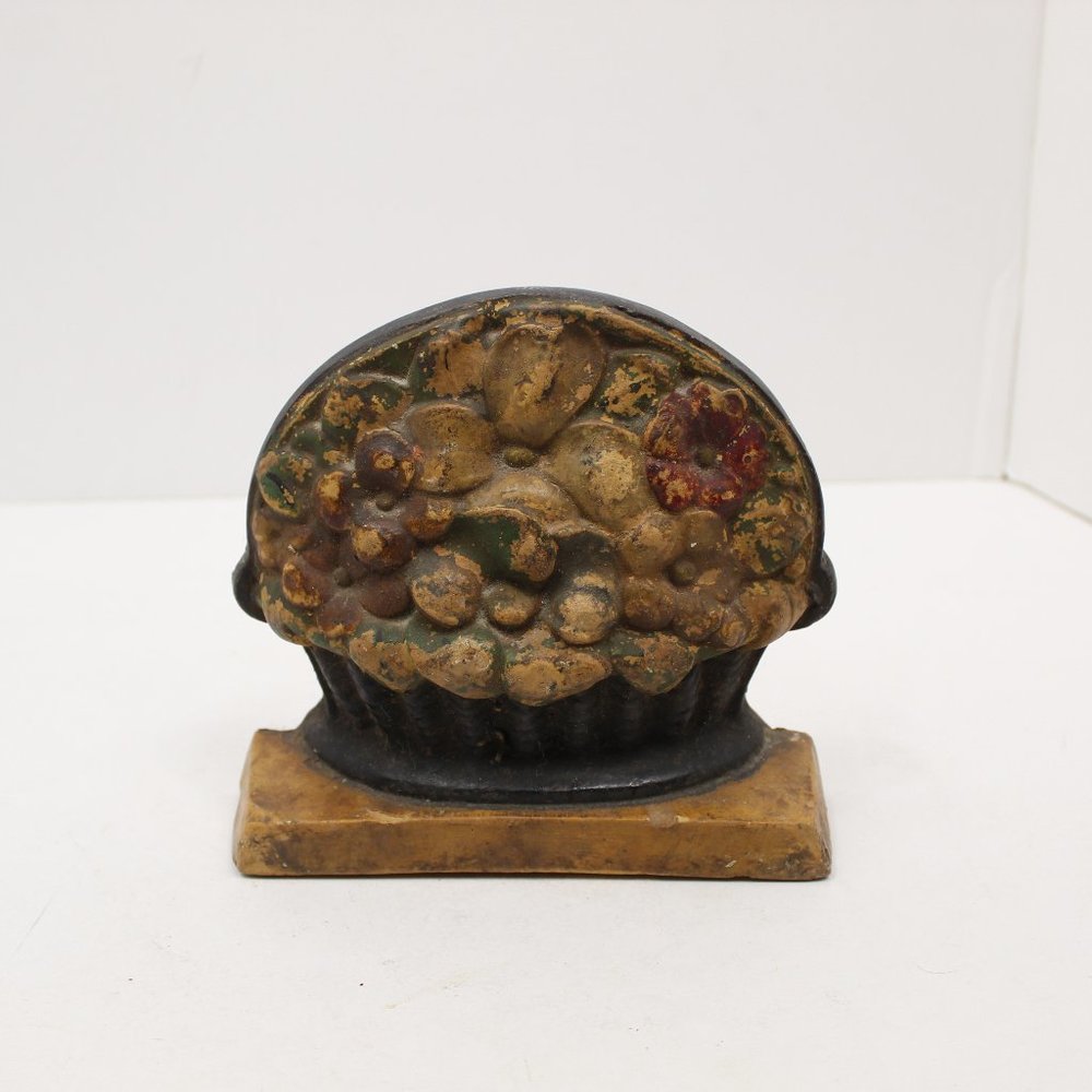 Vintage Bouquet Chalkware Bookend/Doorstop